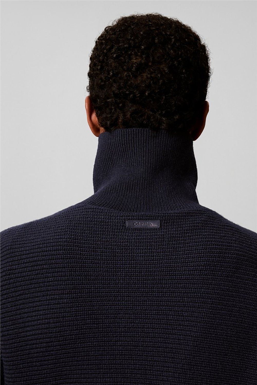 Calvin Klein Ls Ctn Wool Pnl Stitch Pullover Erkek Triko Lacivert