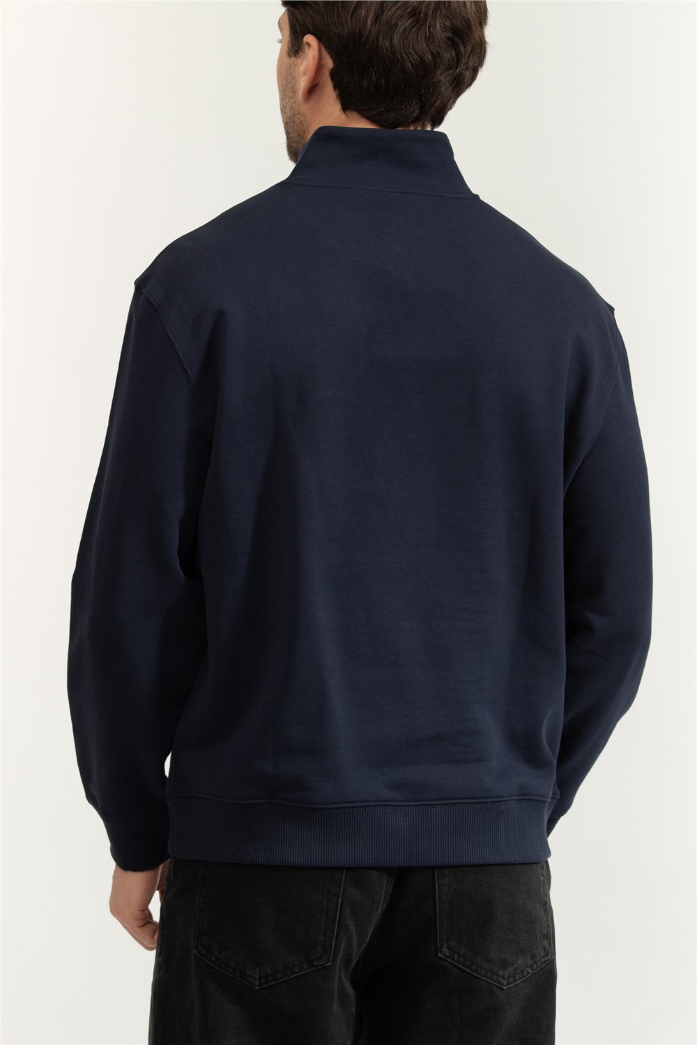 Calvin Klein LS Eu 350Terry Micro Monologo Qt Erkek Fermuarlı Sweatshirt