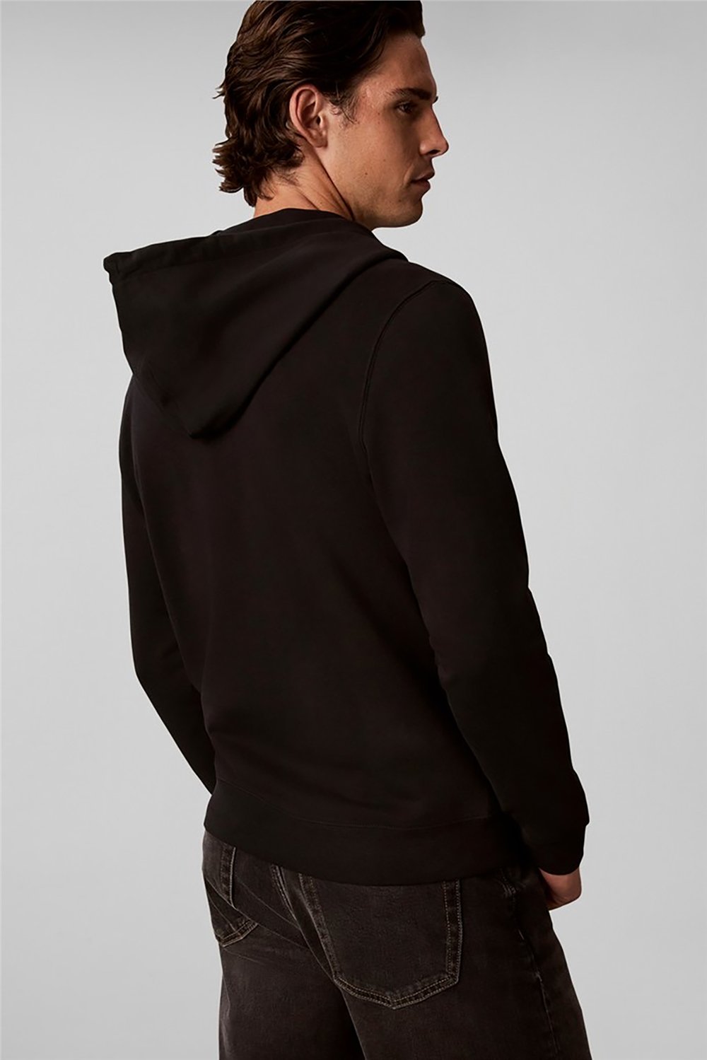 Calvin Klein Ls Eu 350Terry Mnogrm Fz Hoodie Erkek Kapüşonlu Sweatshirt Siyah