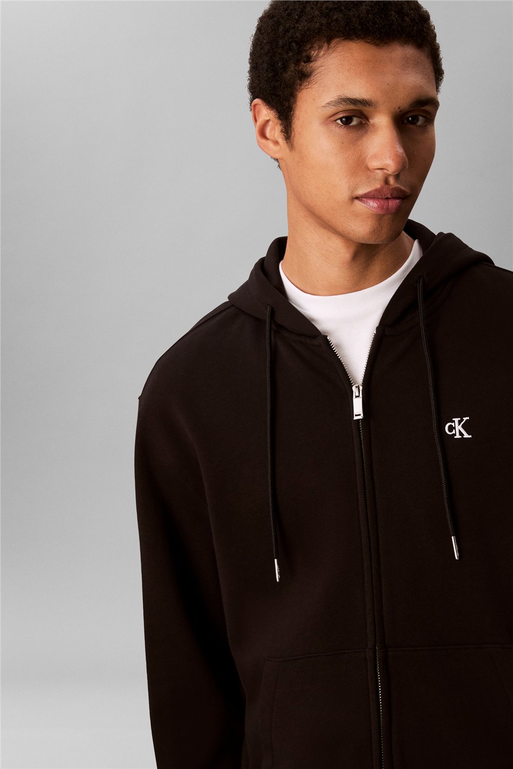 Calvin Klein LS Eu 350Terry Monogram Fz Hoodi Erkek Kapüşonlu Sweatshirt