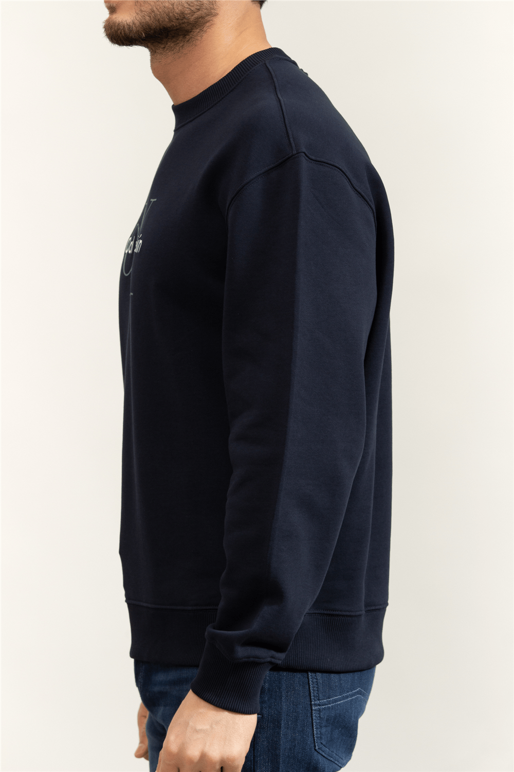 Calvin Klein LS Eu 350Terry Monologo Cn Swtsh Erkek Bisiklet Yaka Sweatshirt