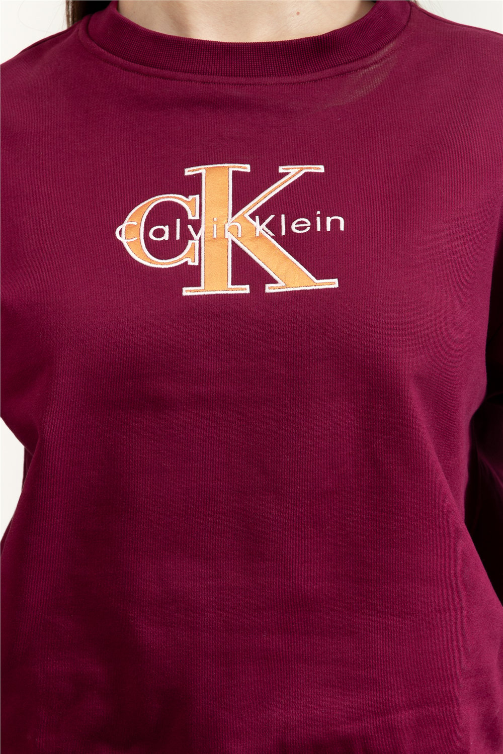 Calvin Klein LS Foil Monologo French Terry Rl Kadın Bisiklet Yaka Sweatshirt