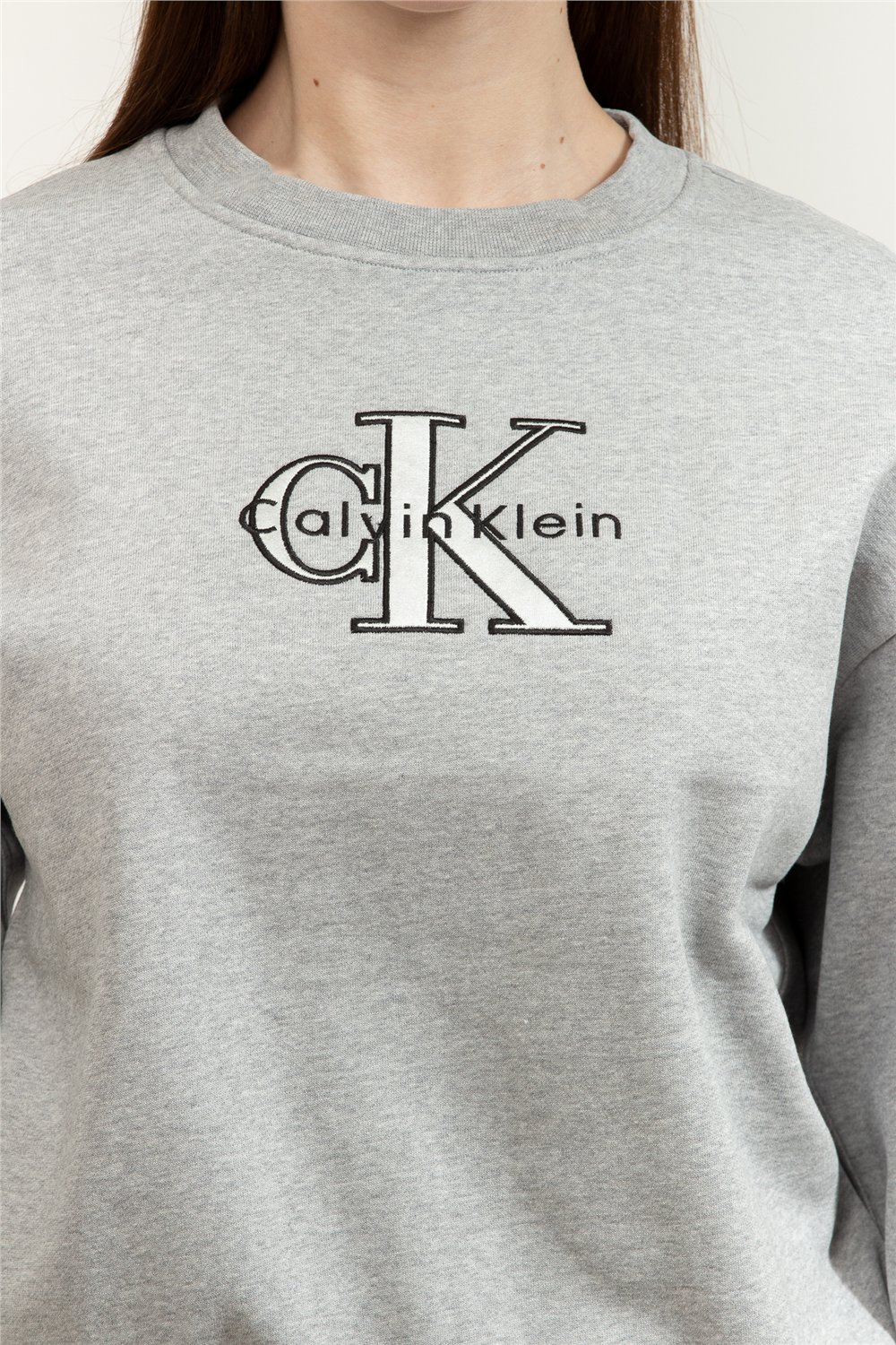 Calvin Klein LS Foil Monologo French Terry Rl Kadın Bisiklet Yaka Sweatshirt