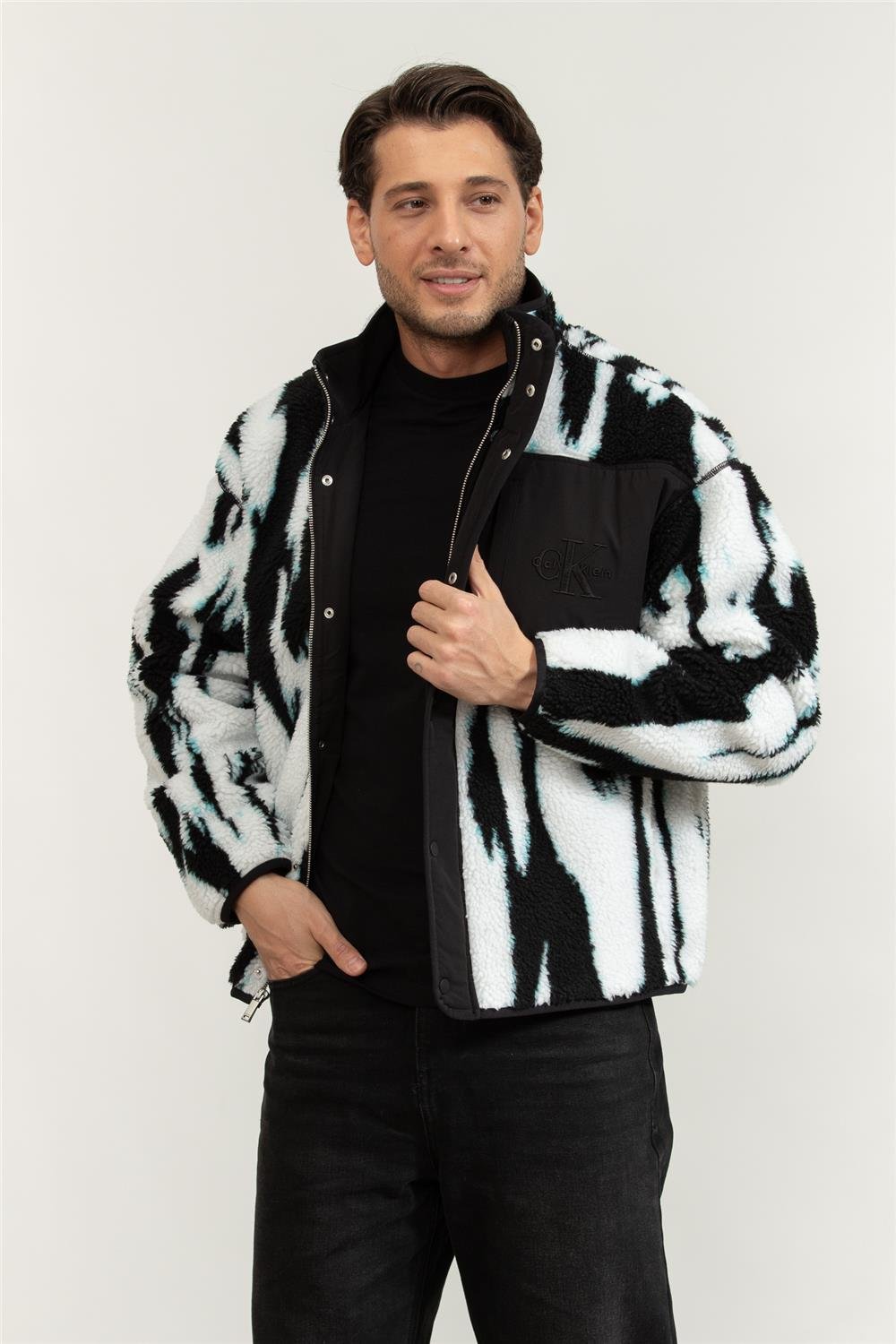 Calvin Klein Ls Jacquard 3 Sherpa Erkek Sweatshirt