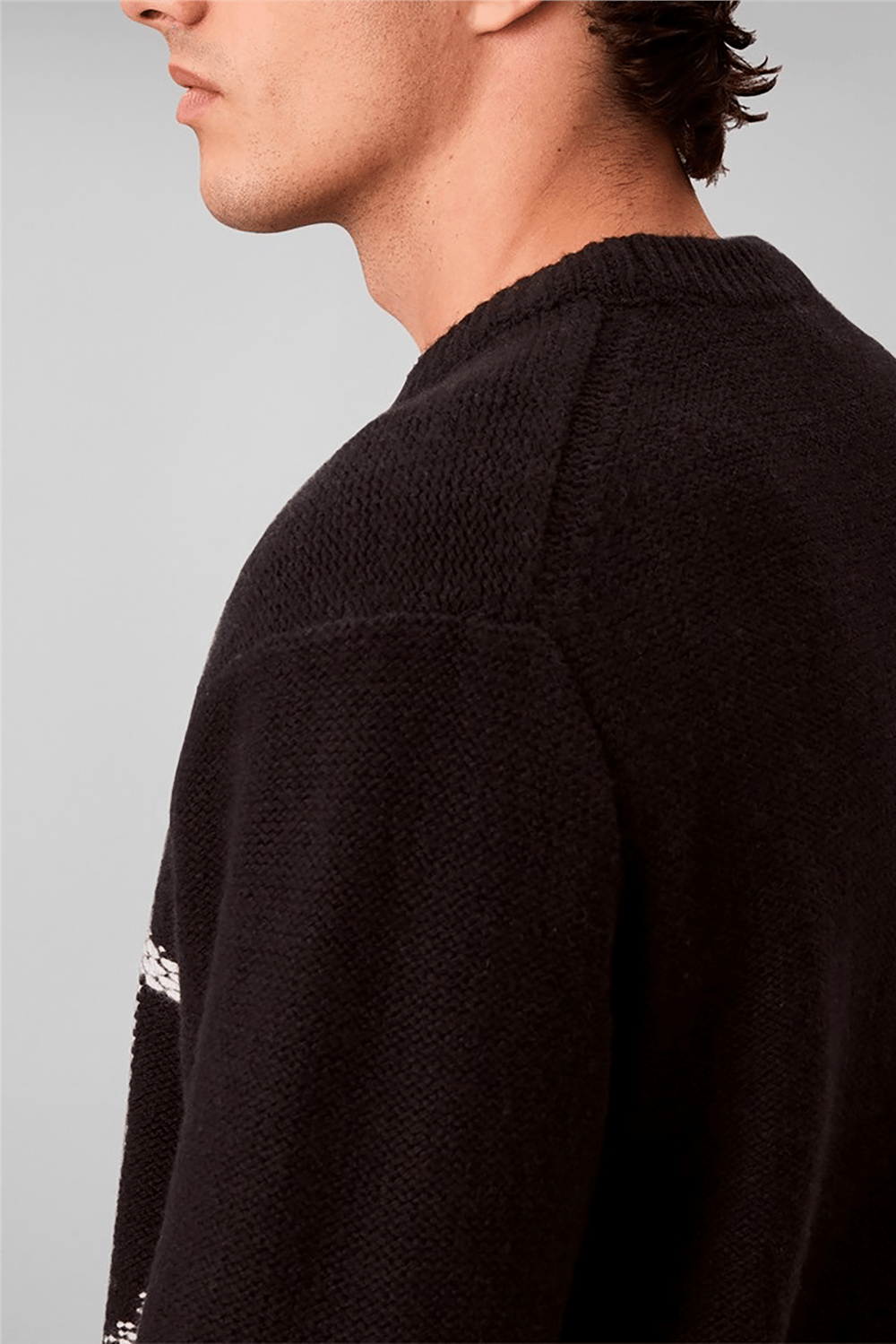 Calvin Klein Ls Lambswool Blend Monogram Crew Erkek Triko Siyah