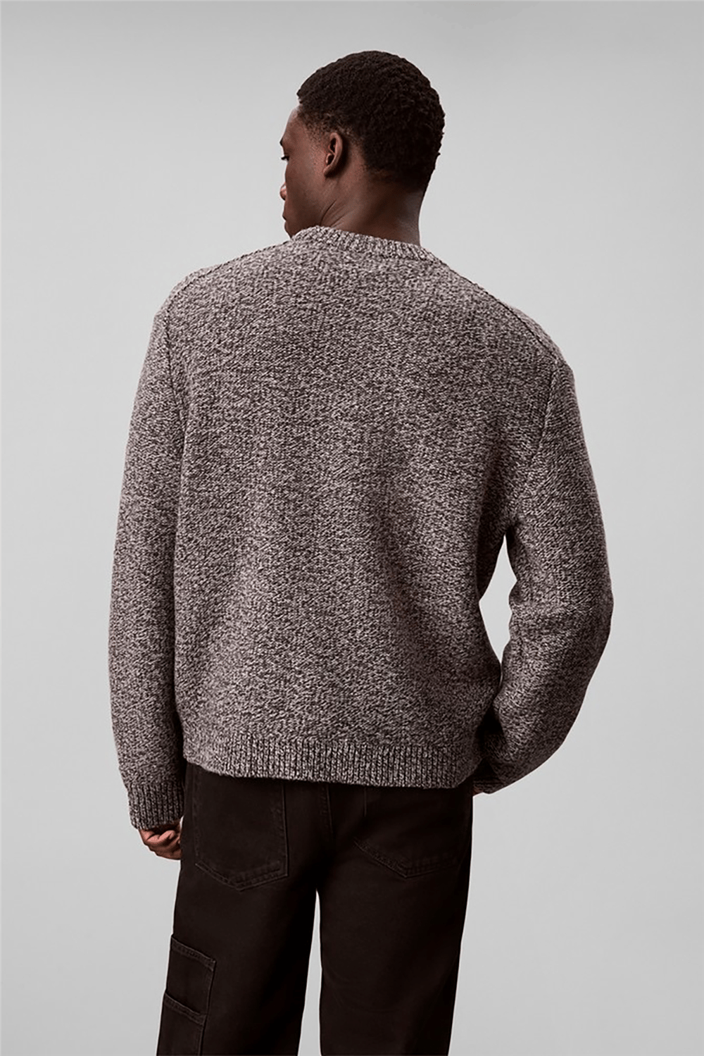 Calvin Klein Ls Lambswool Blend Monogram Crew Erkek Triko Gri