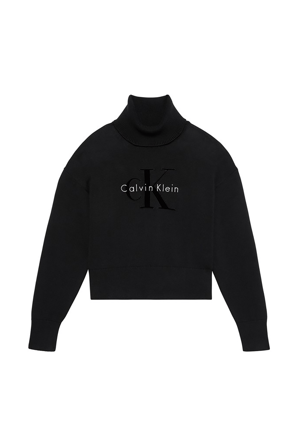 Calvin Klein Ls Logo Tneck Pullover Kadın Triko Siyah