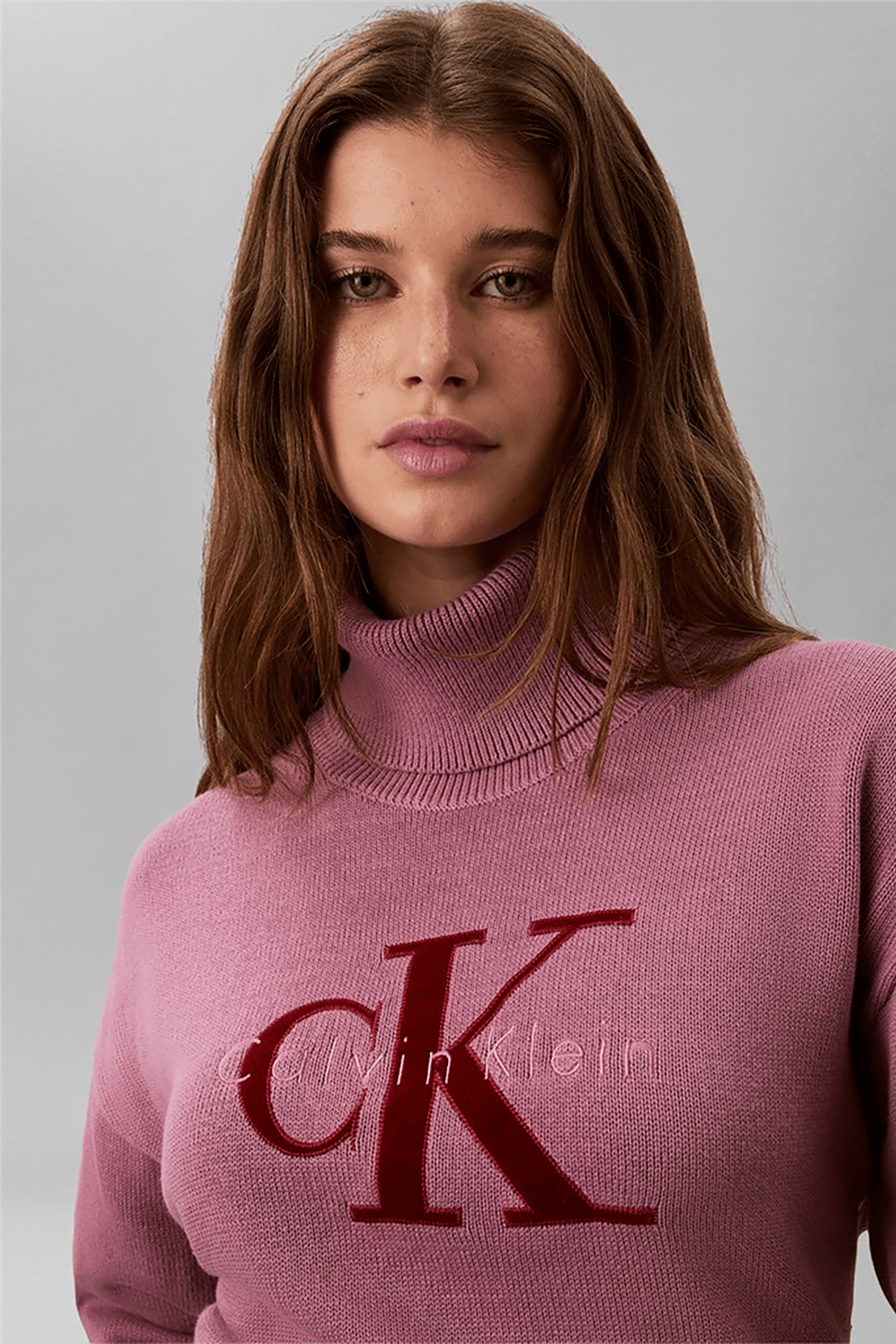 Calvin Klein Ls Logo Tneck Pullover Kadın Triko