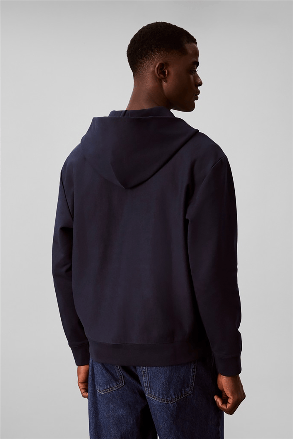 Calvin Klein Ls Micro Logo Dbl Fz Hoodie Erkek Kapüşonlu Sweatshirt Lacivert