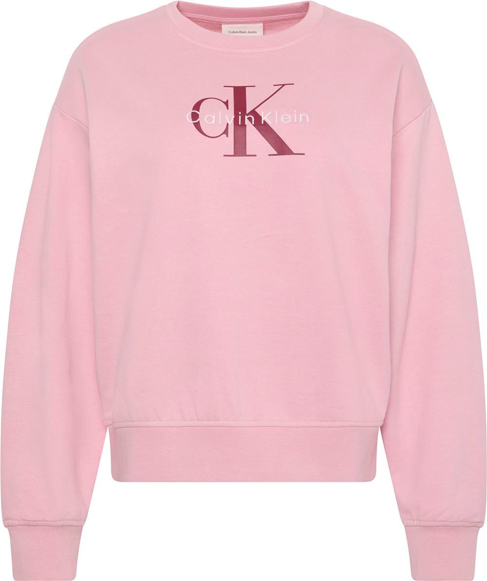 Calvin Klein Ls Monologo French Terry Rlxd Cn Kadın Bisiklet Yaka Sweatshirt