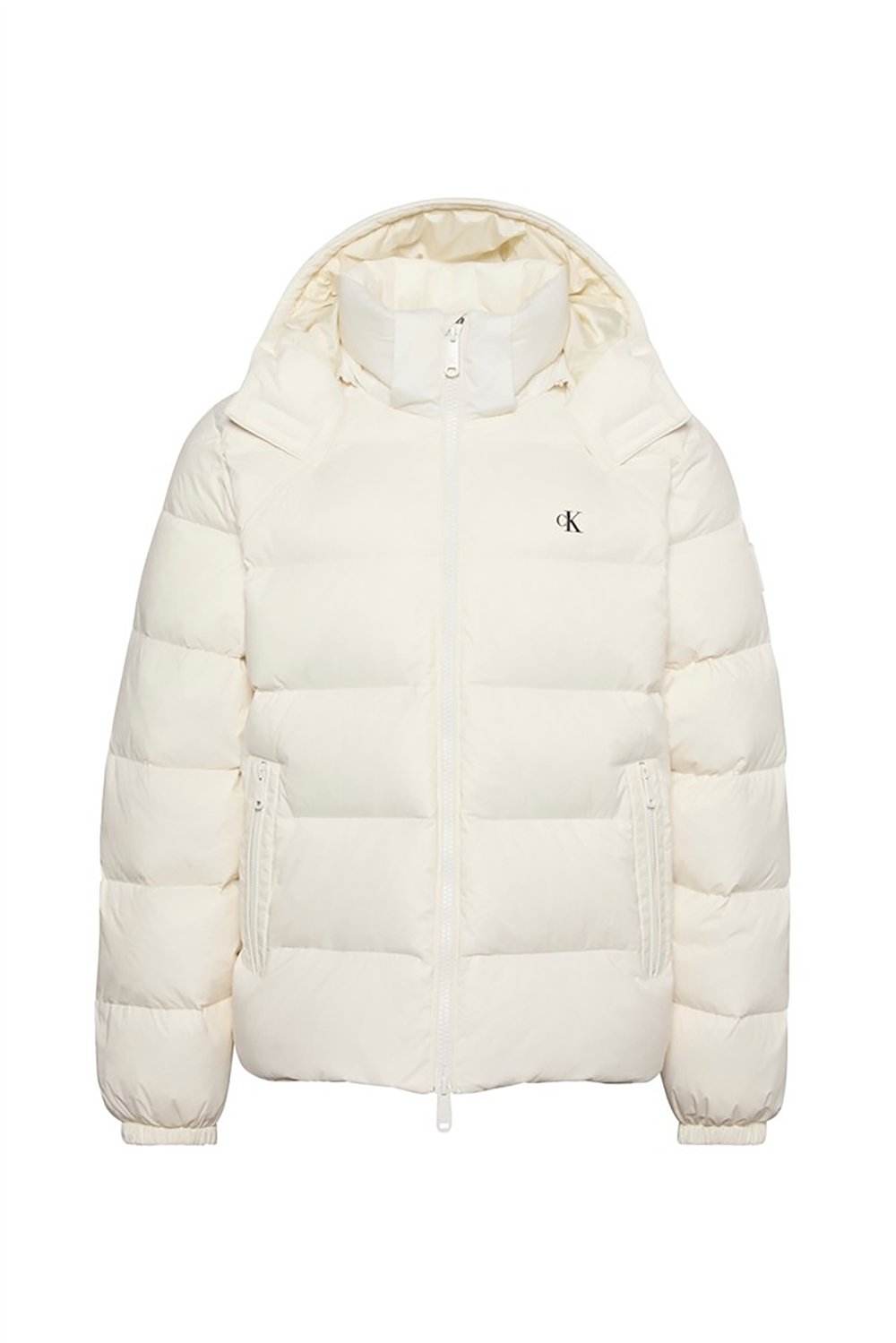 Calvin Klein Ls Nyln Zp Off Hod Down Pufr Jkt Erkek Şişme Mont Beyaz