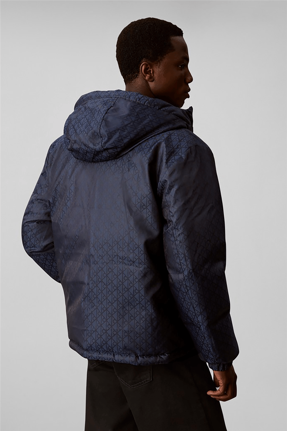 Calvin Klein Ls Nylon Aop Reversible Down Puf Erkek Şişme Mont Lacivert