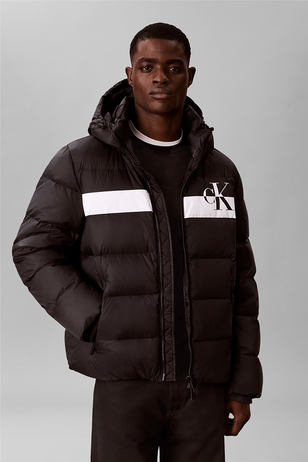 Calvin Klein Ls Nylon Colorblock Puffer Jkt Erkek Şişme Mont Siyah