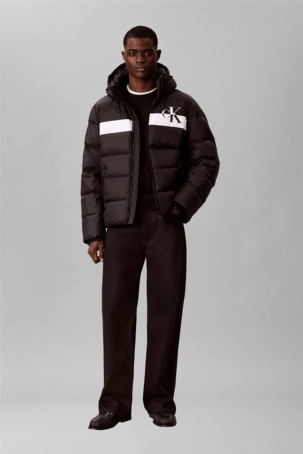Calvin Klein Ls Nylon Colorblock Puffer Jkt Erkek Şişme Mont Siyah