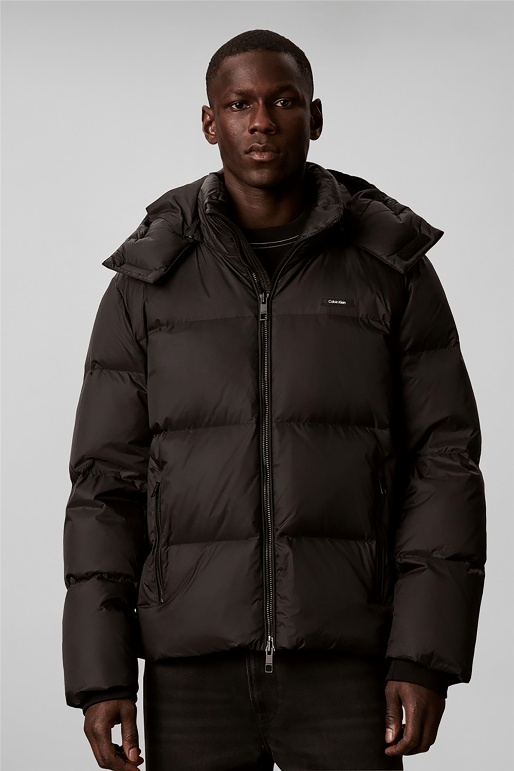 Calvin Klein Ls Nylon Detachable Hood Down Pu Erkek Mont Siyah