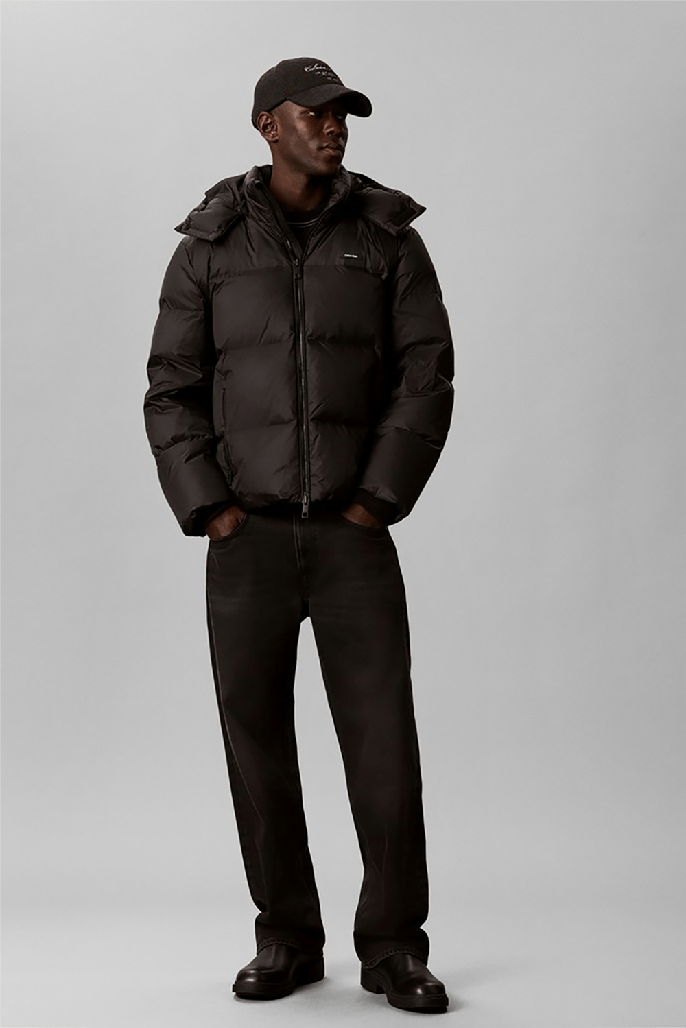 Calvin Klein Ls Nylon Detachable Hood Down Pu Erkek Mont Siyah