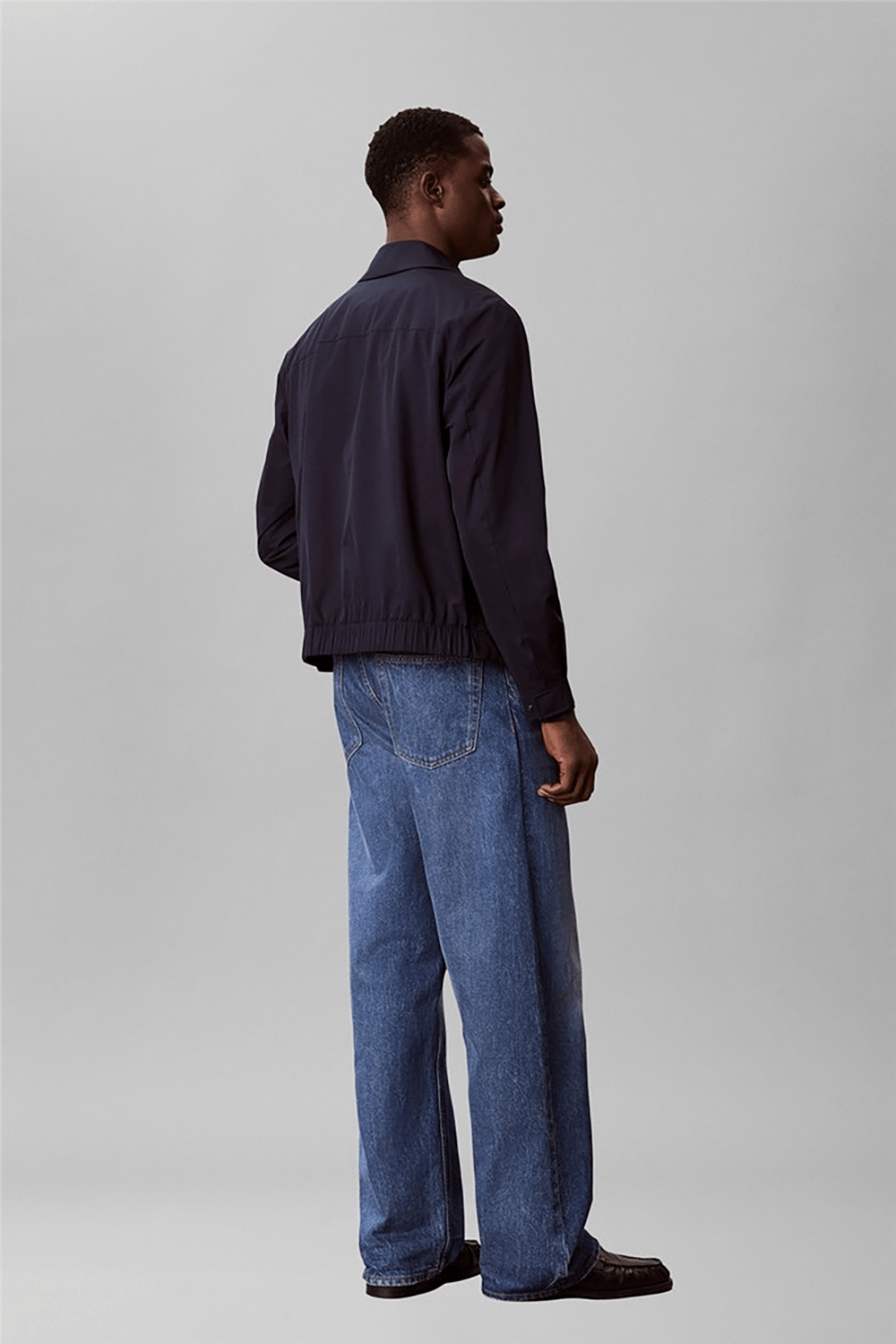 Calvin Klein Ls Nylon Pointed Collar Blouson Erkek Mont Lacivert