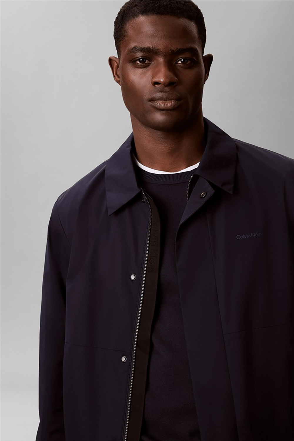 Calvin Klein Ls Nylon Pointed Collar Blouson Erkek Mont Lacivert