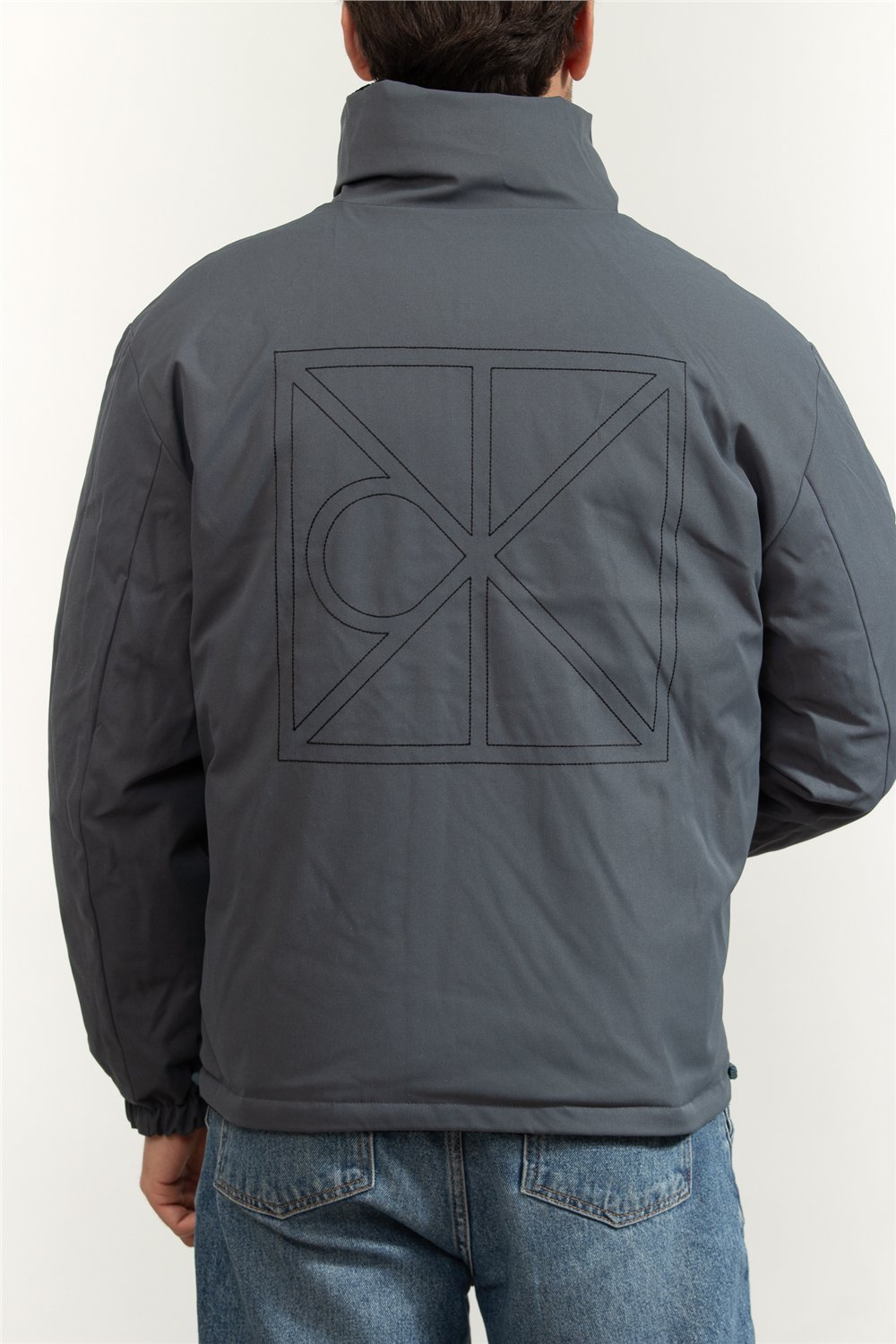 Calvin Klein LS Nylon Reversible Aop Down Puf Erkek Şişme Mont