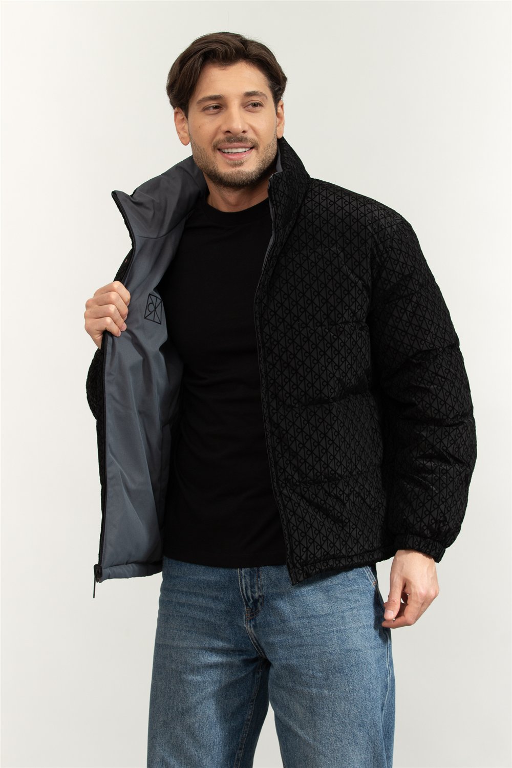 Calvin Klein LS Nylon Reversible Aop Down Puf Erkek Şişme Mont