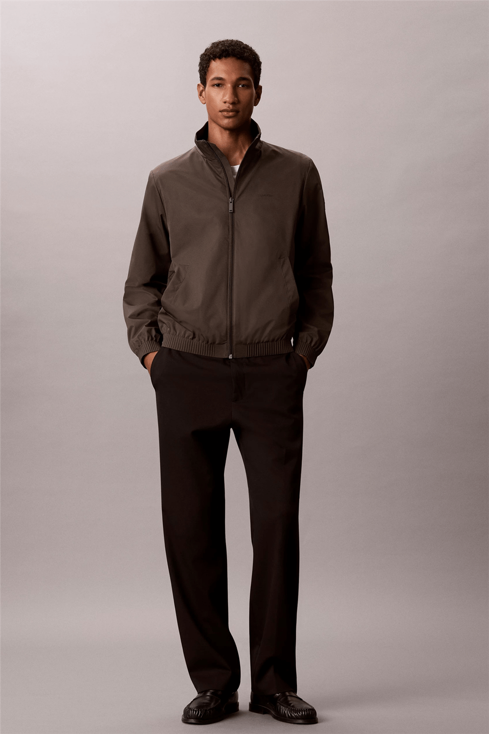 Calvin Klein Ls Nylon Stand Collar Windbreake Erkek Rüzgarlık Gri