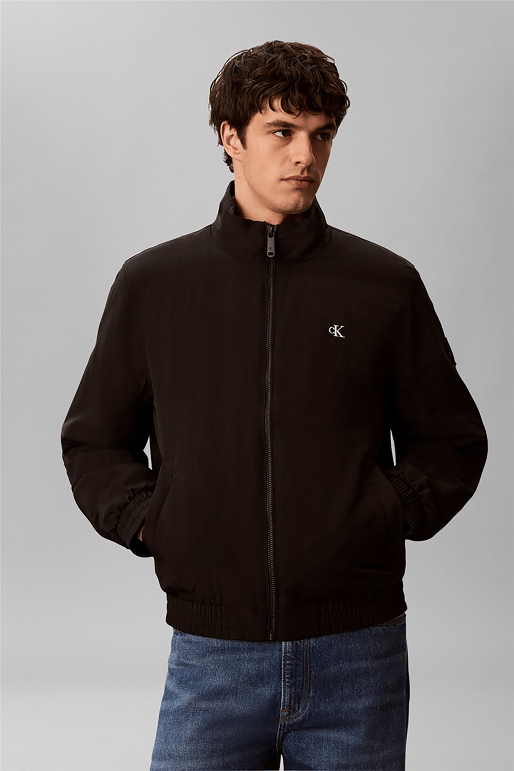 Calvin Klein Ls Padded Nylon Harrington Jacke Erkek Mont Siyah