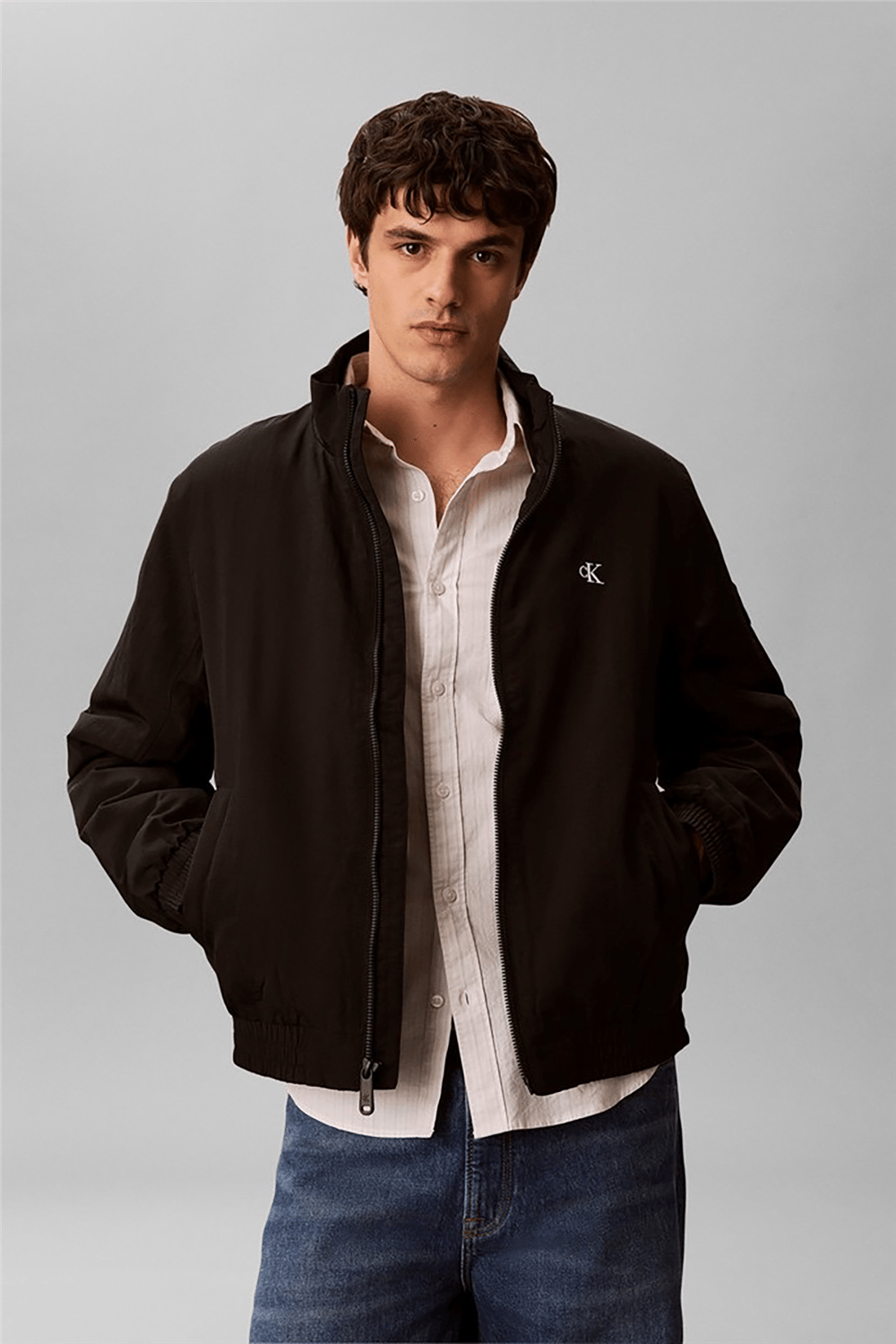 Calvin Klein Ls Padded Nylon Harrington Jacke Erkek Mont Siyah