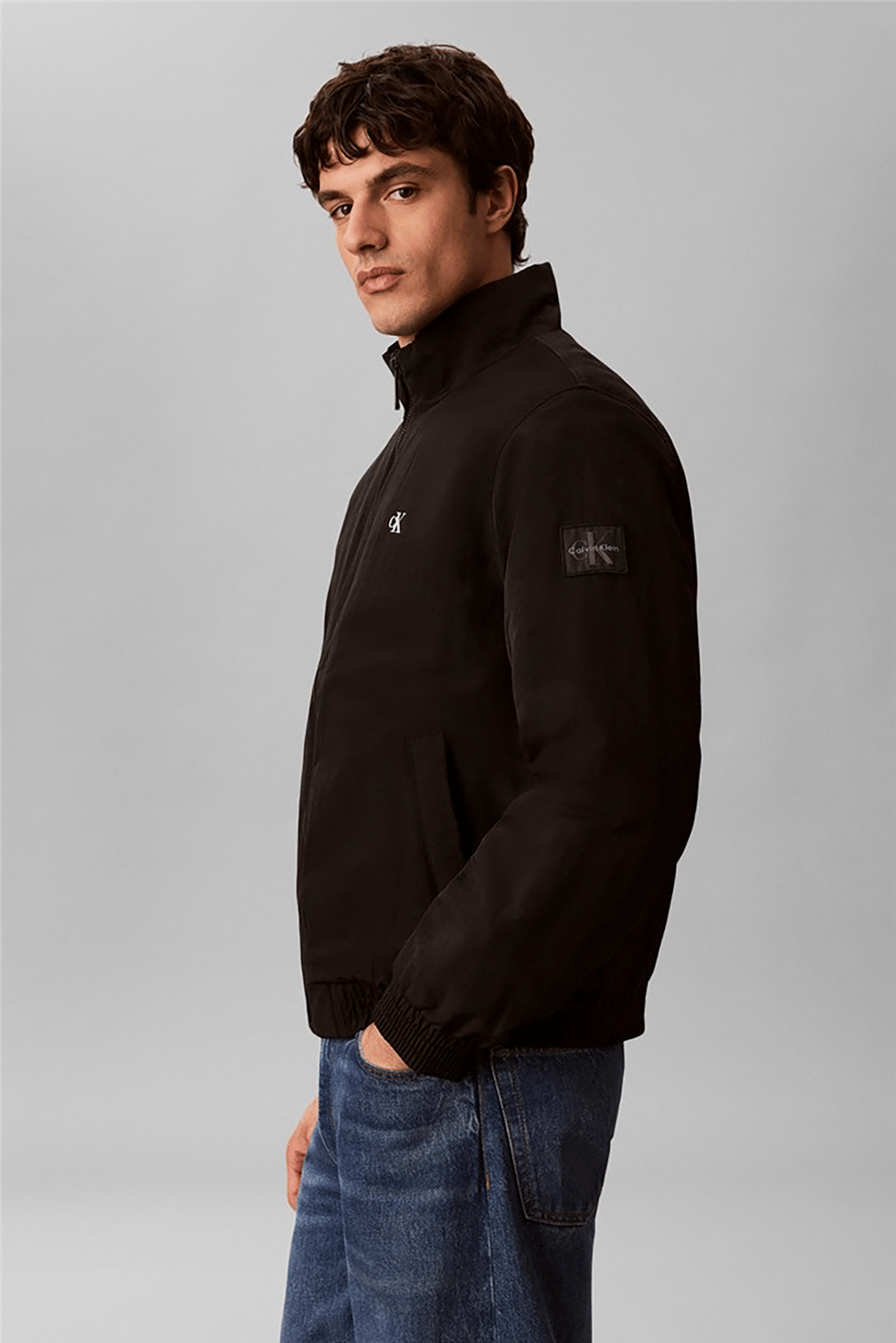 Calvin Klein Ls Padded Nylon Harrington Jacke Erkek Mont Siyah