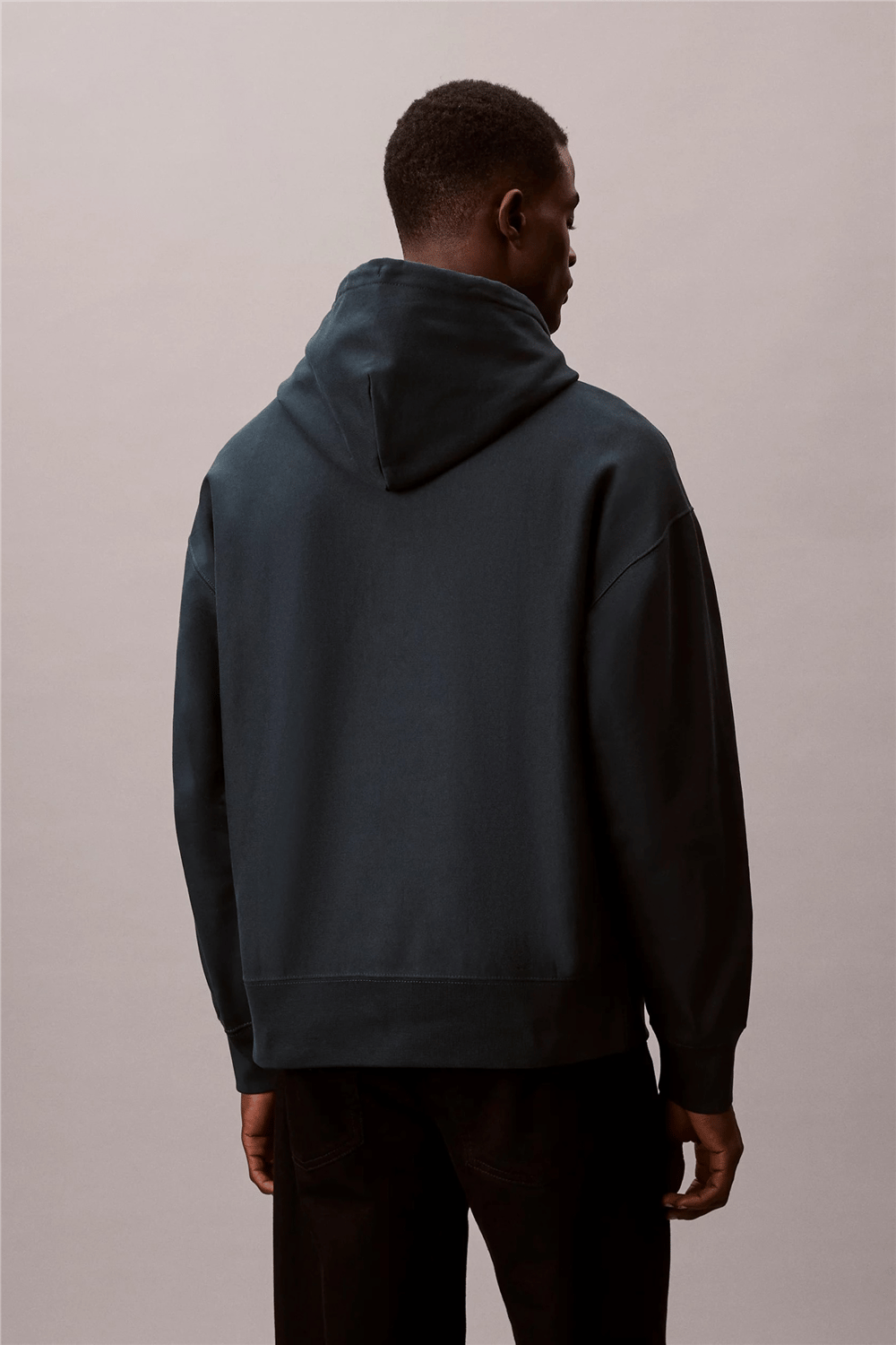Calvin Klein LS Premium Fleece Calvin Graphic Erkek Kapüşonlu Sweatshirt Mavi