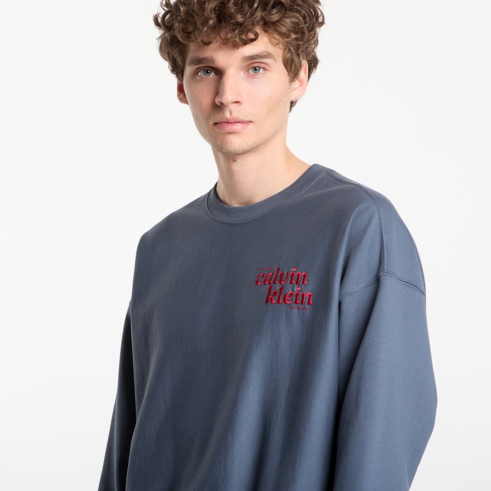 Calvin Klein Ls Premium Terry Grph Crewneck Erkek Bisiklet Yaka Sweatshirt