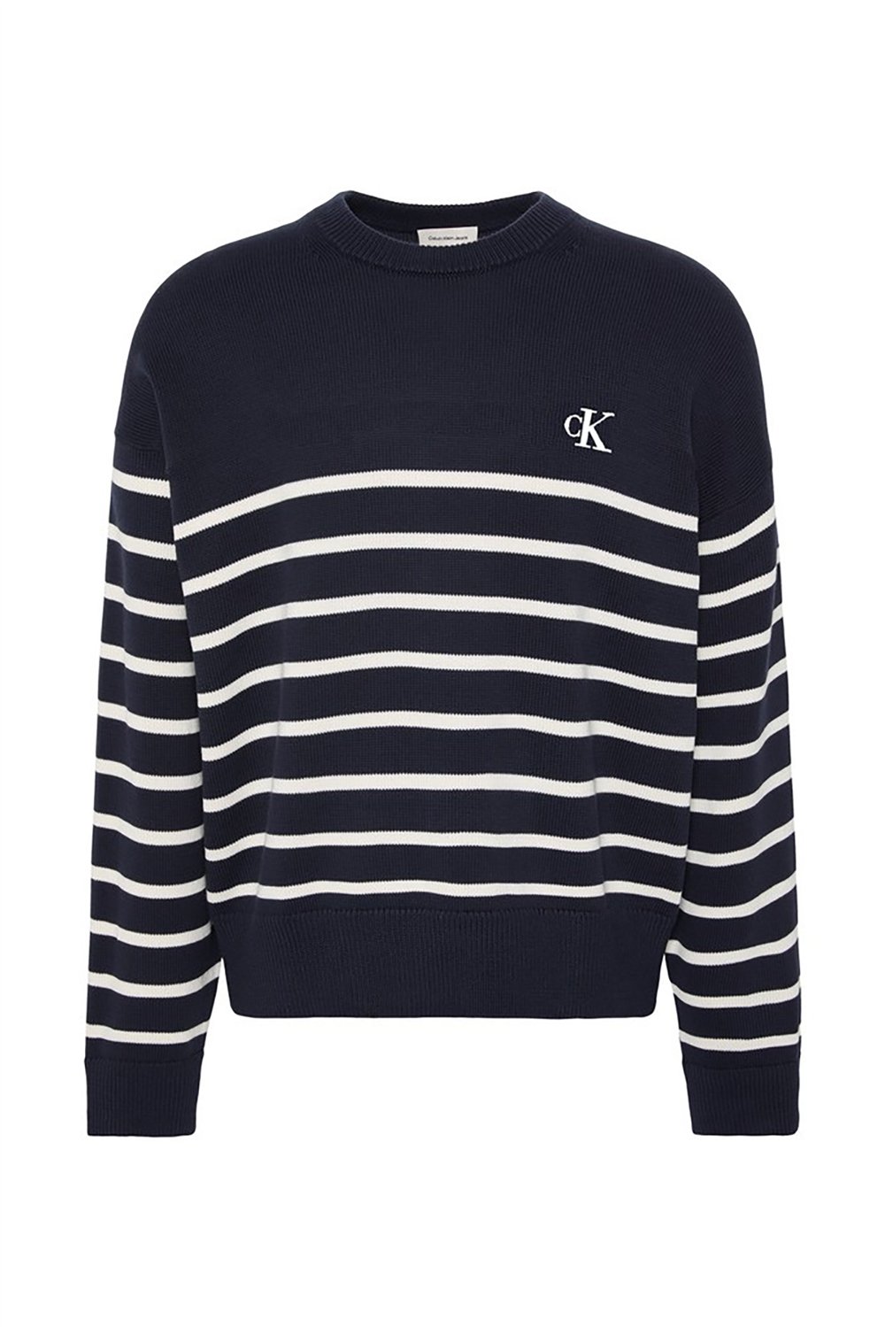 Calvin Klein Ls Rlxd Cotton Crewnk Swtr 7Gg Erkek Triko Lacivert