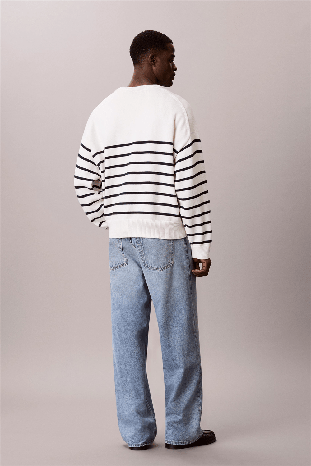Calvin Klein Ls Rlxd Cotton Crewnk Swtr 7Gg Erkek Triko Beyaz