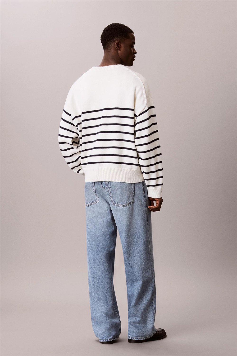 Calvin Klein Ls Rlxd Cotton Crewnk Swtr 7Gg Erkek Triko Beyaz