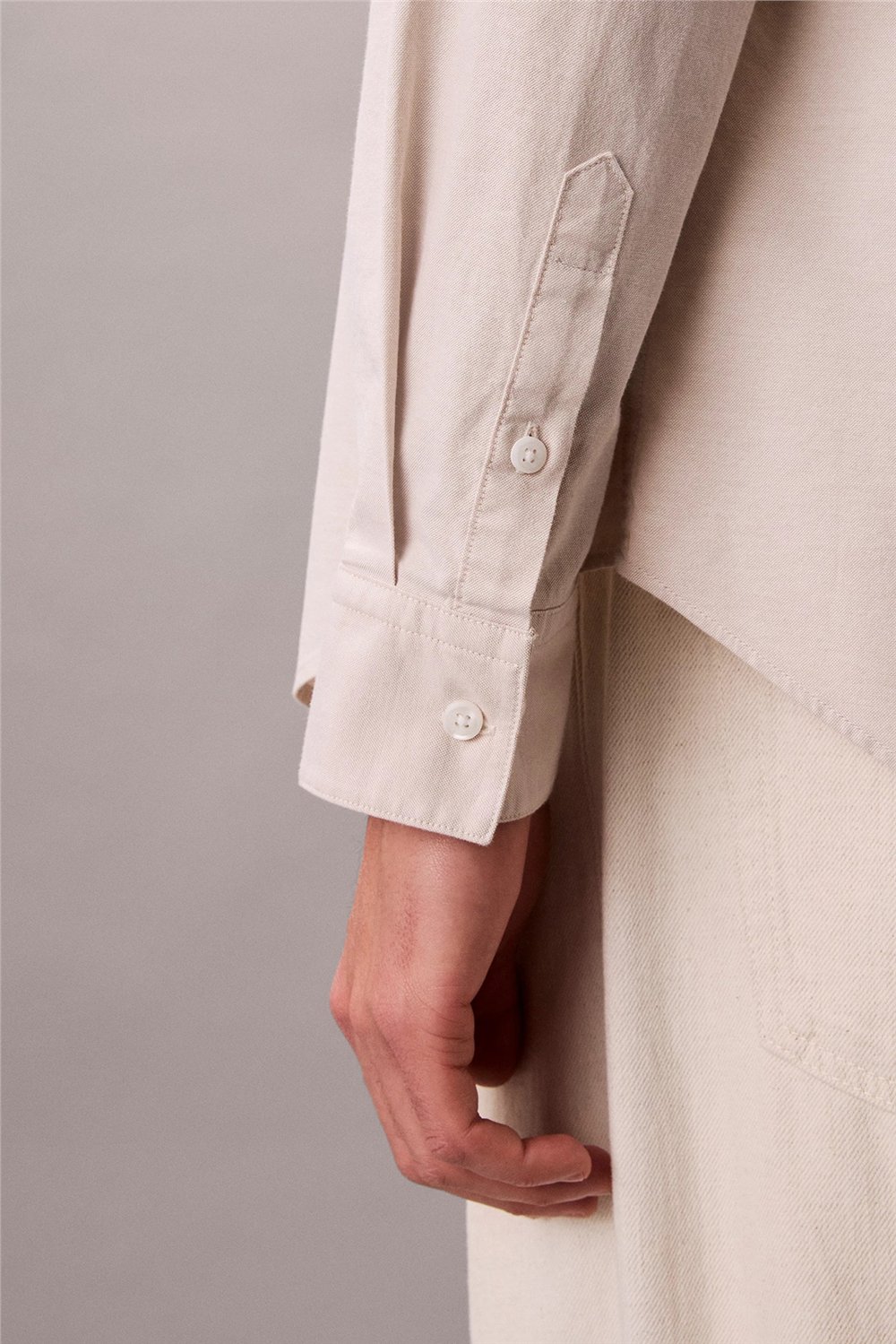 Calvin Klein LS Solid Oxford Classic Shirt Erkek Gömlek Gri