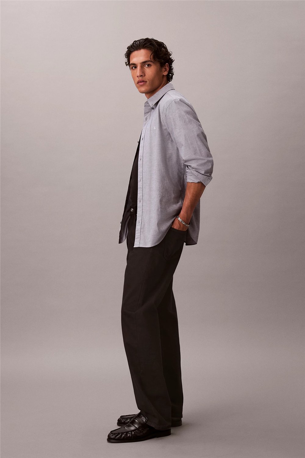 Calvin Klein LS Solid Oxford Classic Shirt Erkek Gömlek Lacivert