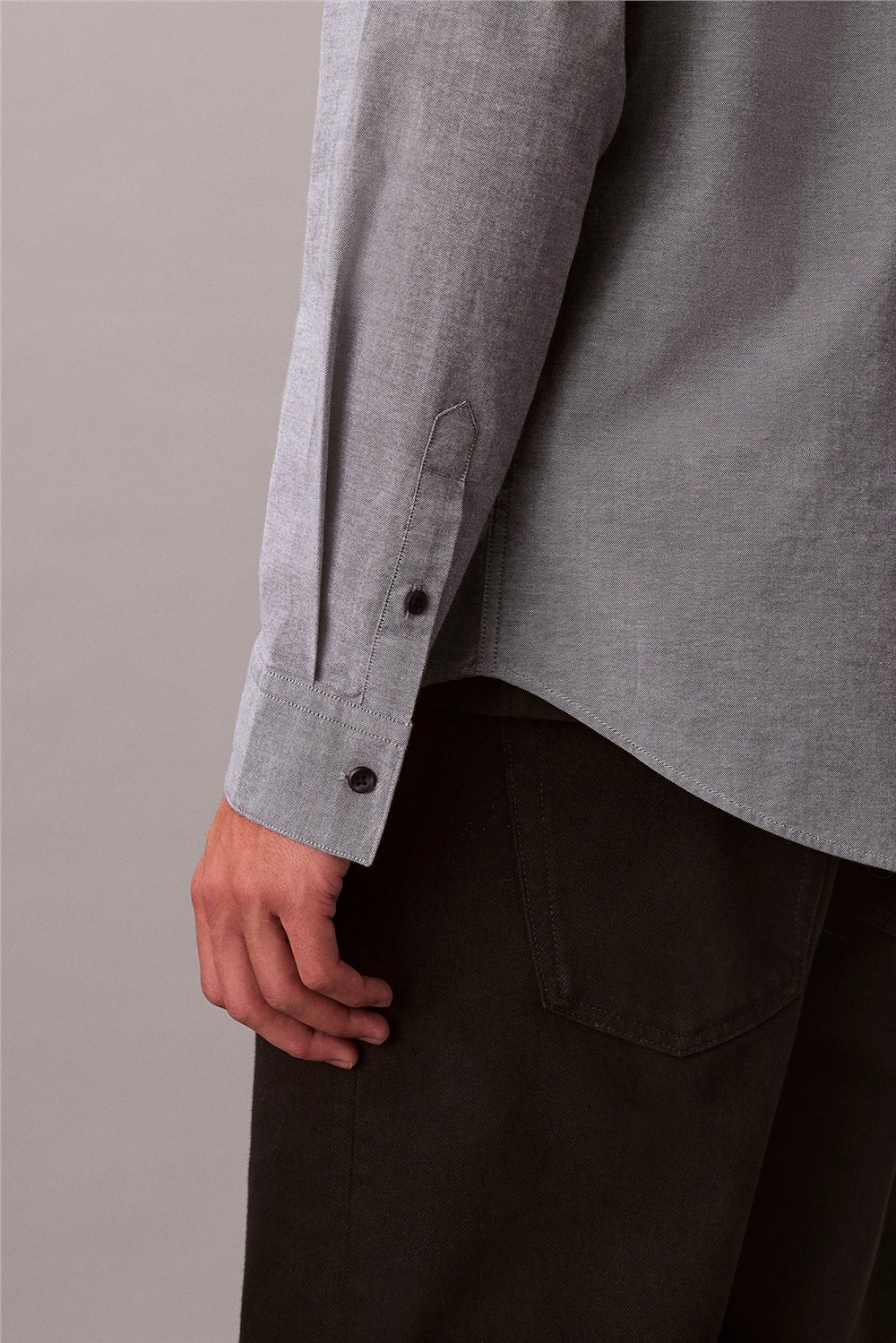 Calvin Klein LS Solid Oxford Classic Shirt Erkek Gömlek Lacivert