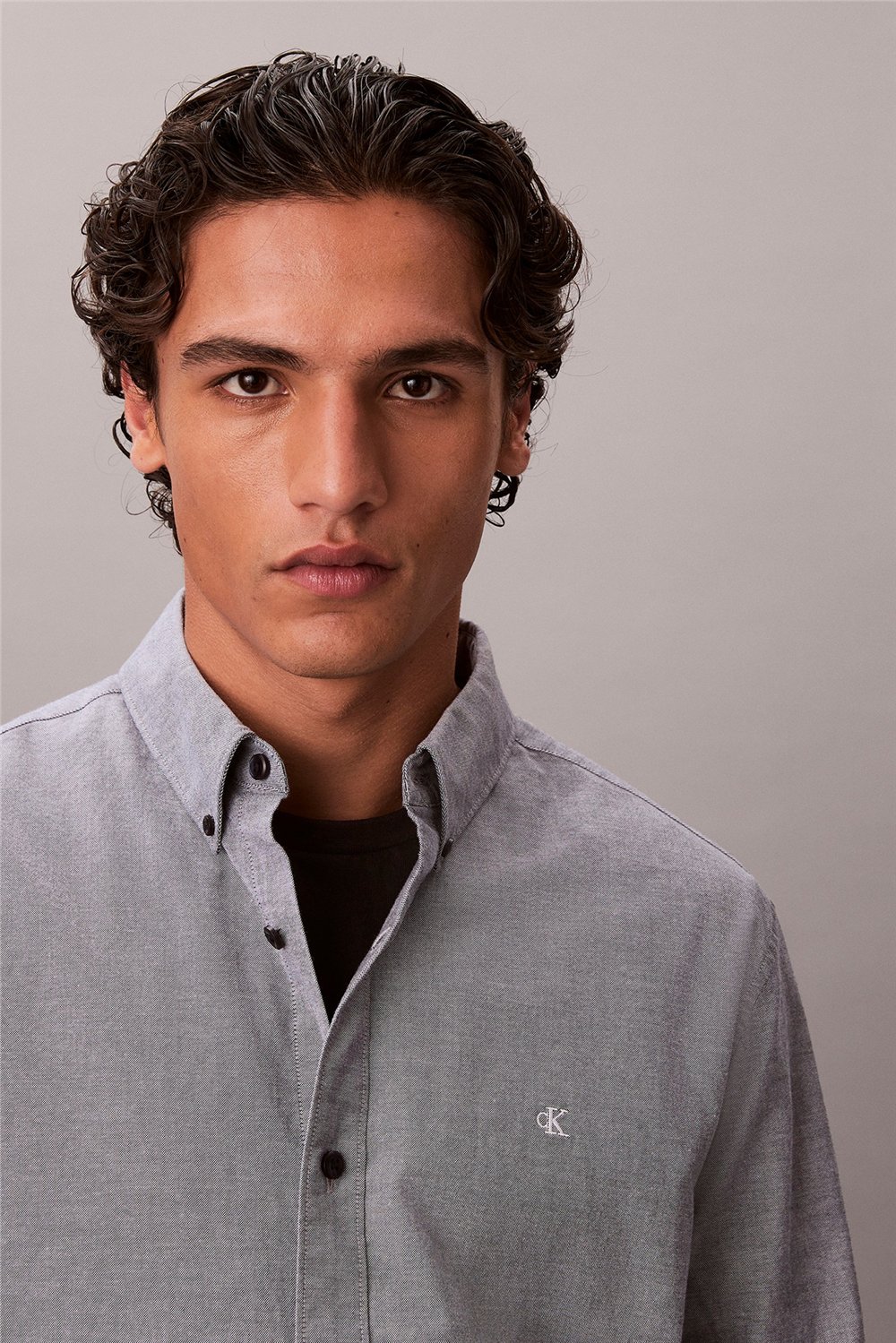 Calvin Klein LS Solid Oxford Classic Shirt Erkek Gömlek Lacivert