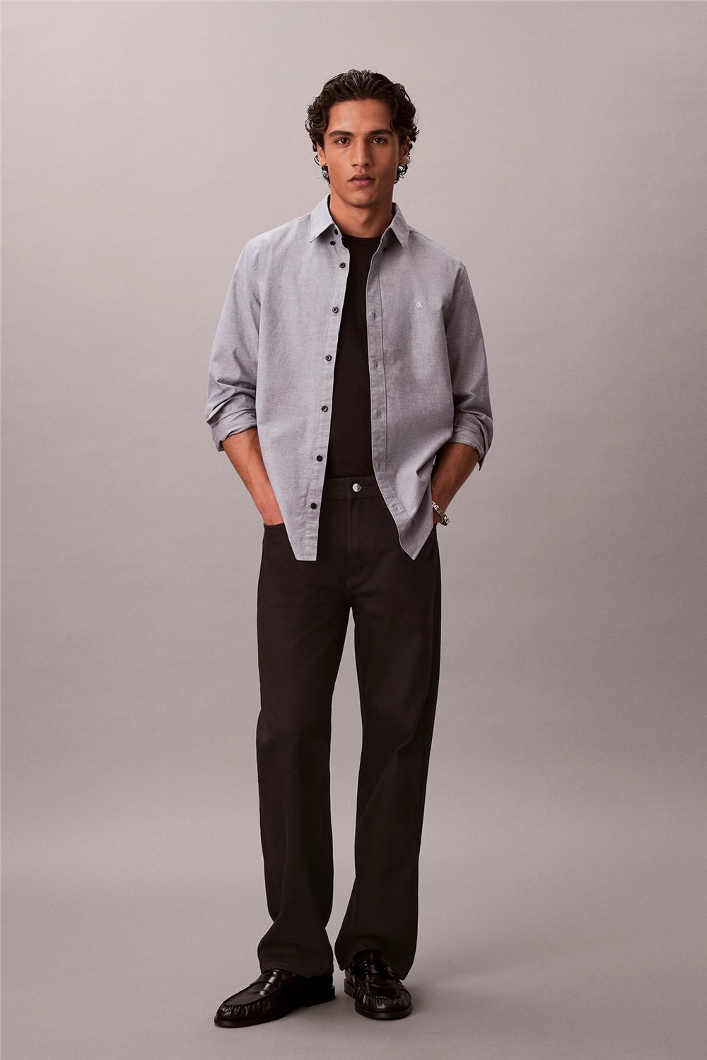 Calvin Klein LS Solid Oxford Classic Shirt Erkek Gömlek Lacivert