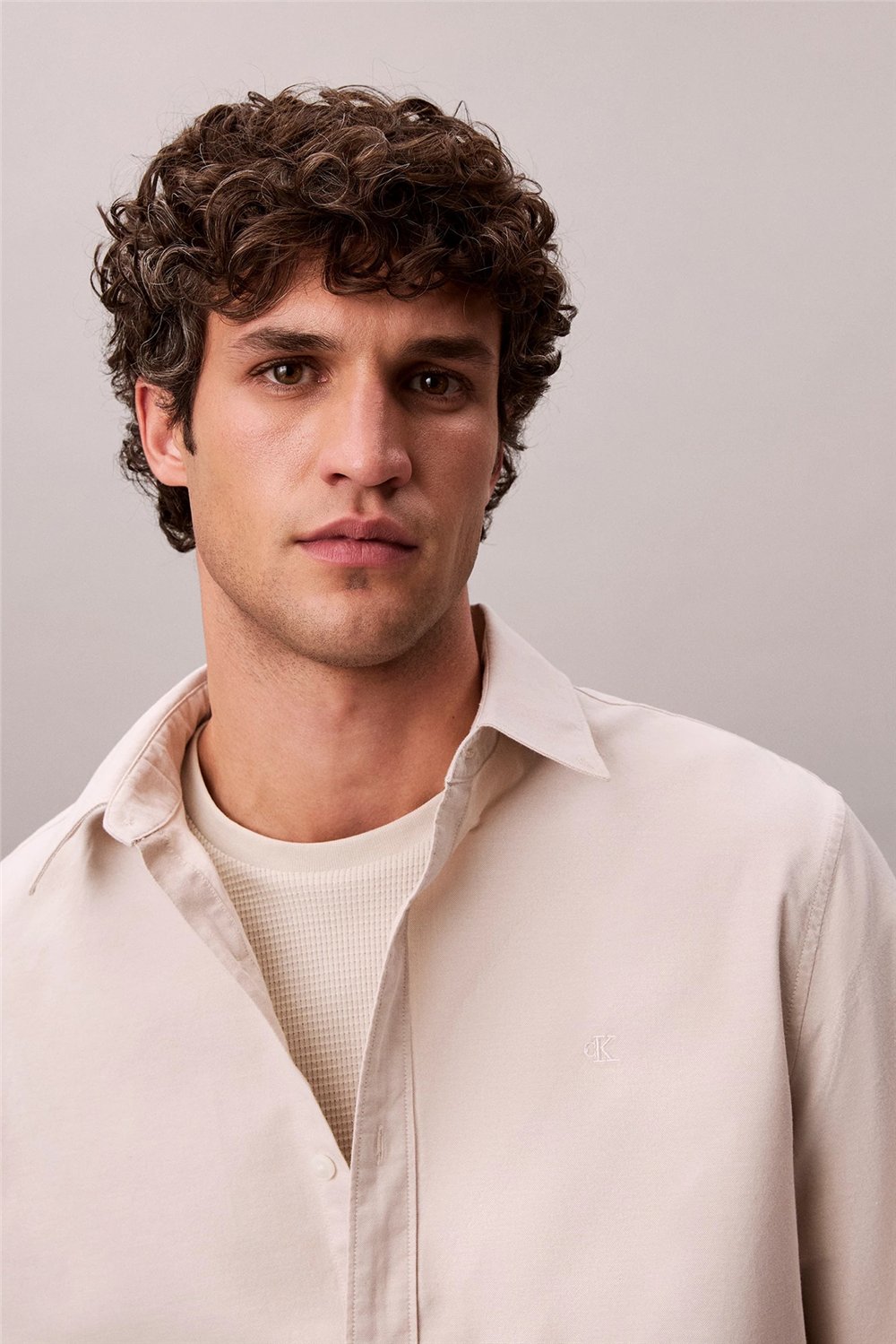 Calvin Klein LS Solid Oxford Classic Shirt Erkek Gömlek Gri