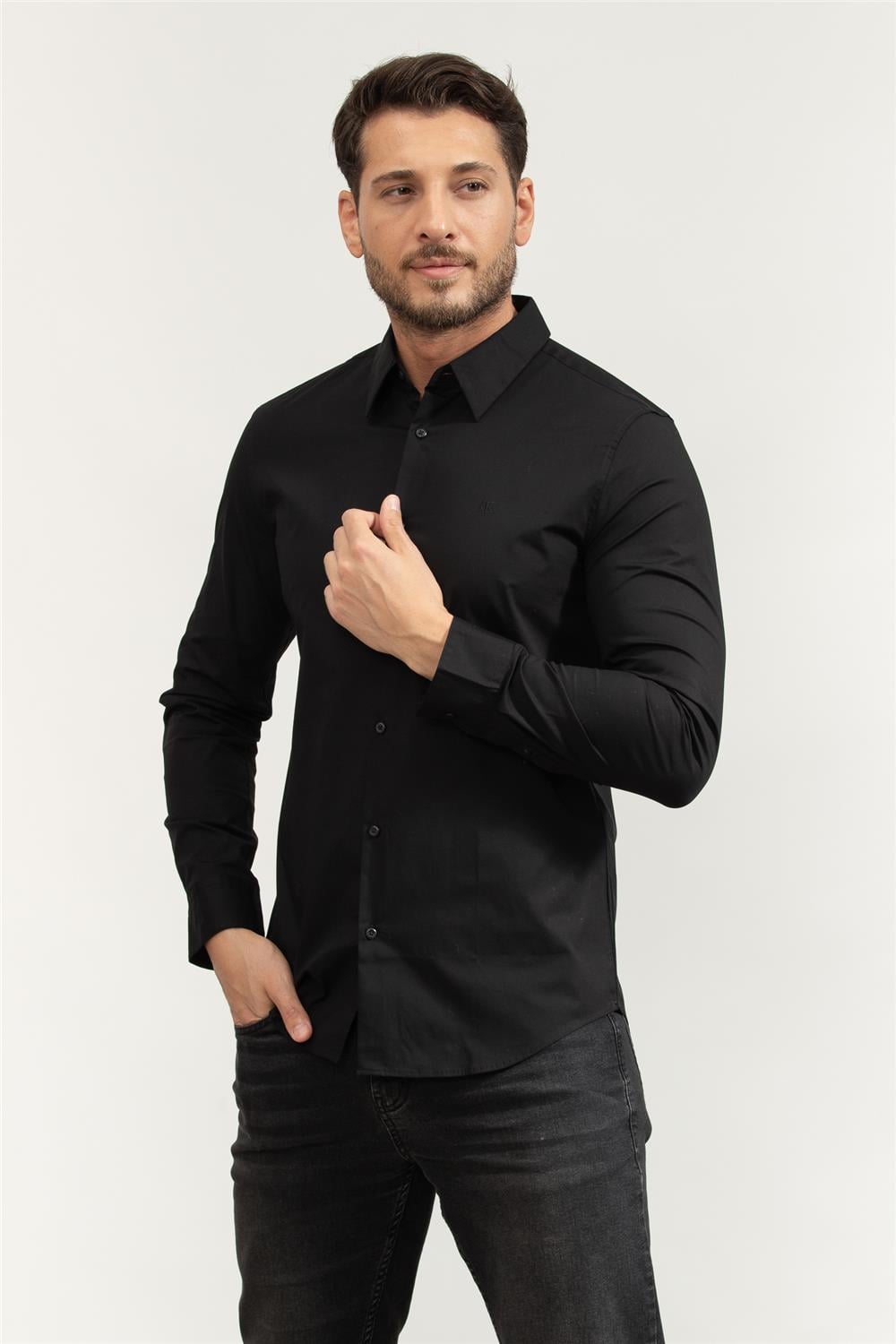 Calvin Klein LS Solid Stretch Slim Erkek Gömlek