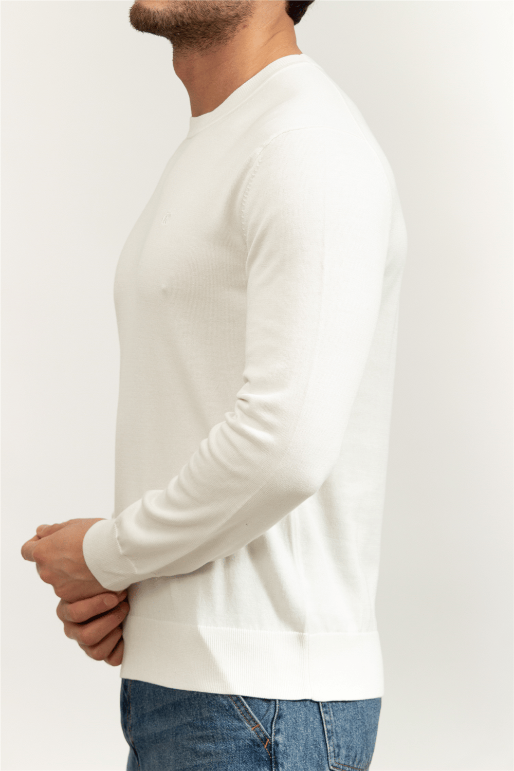 Calvin Klein LS Supima Cotton Crew 14Gg Erkek Triko