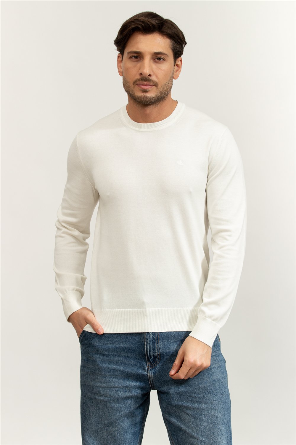 Calvin Klein LS Supima Cotton Crew 14Gg Erkek Triko