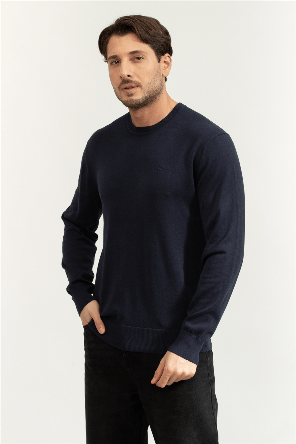 Calvin Klein LS Supima Cotton Crew 14Gg Erkek Triko