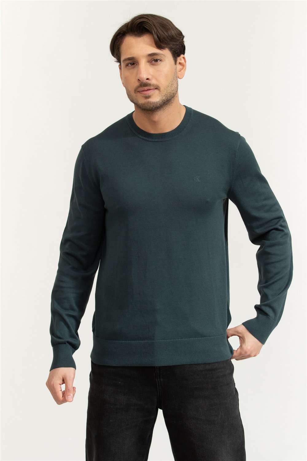 Calvin Klein LS Supima Cotton Crew 14Gg Erkek Triko