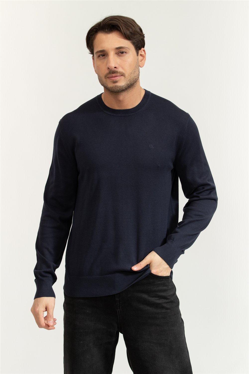 Calvin Klein LS Supima Cotton Crew 14Gg Erkek Triko