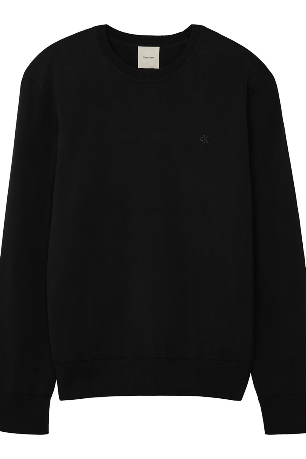 Calvin Klein LS Supima Cotton Crew 14Gg Erkek Triko Siyah