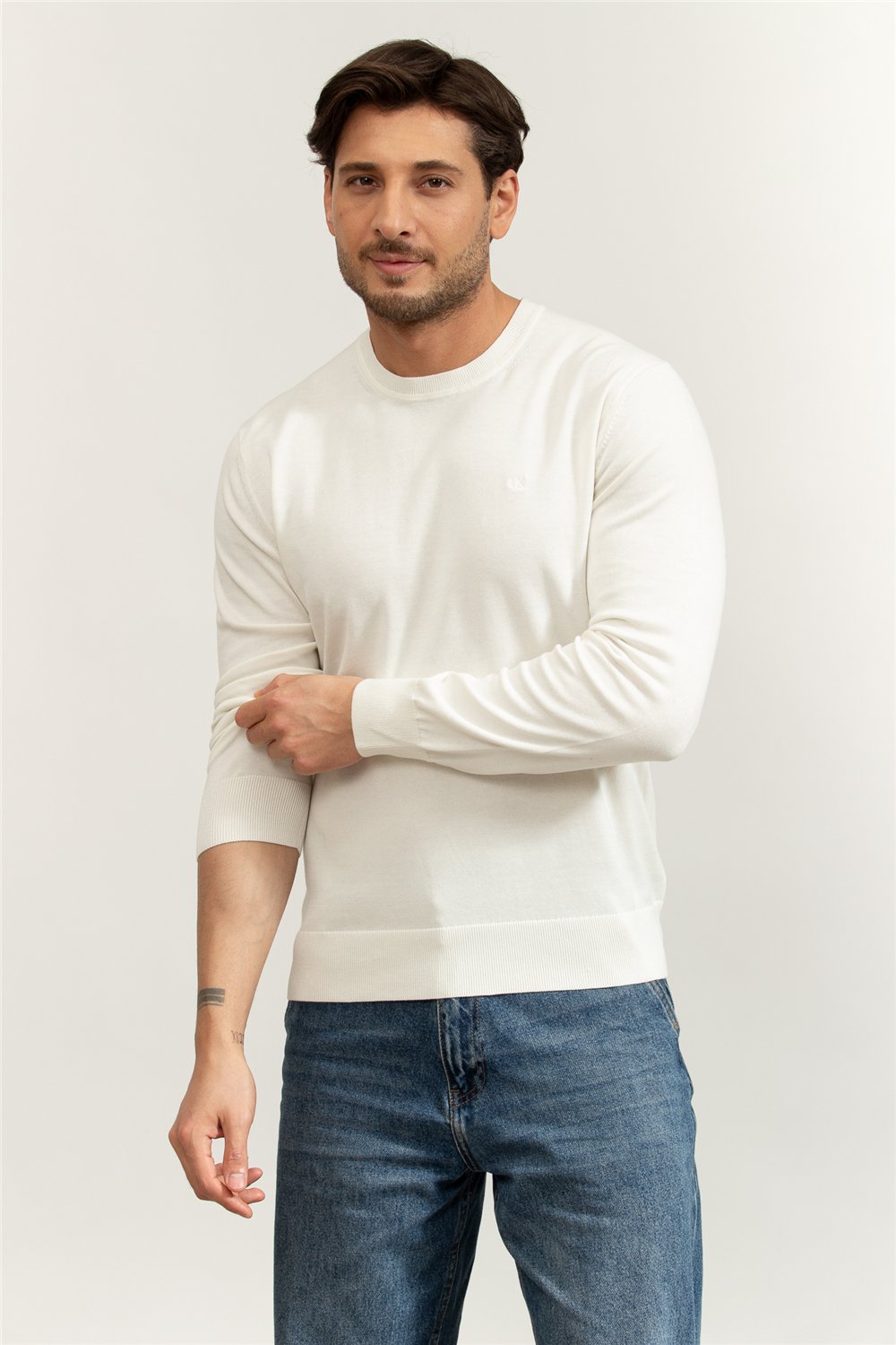 Calvin Klein LS Supima Cotton Crew 14Gg Erkek Triko