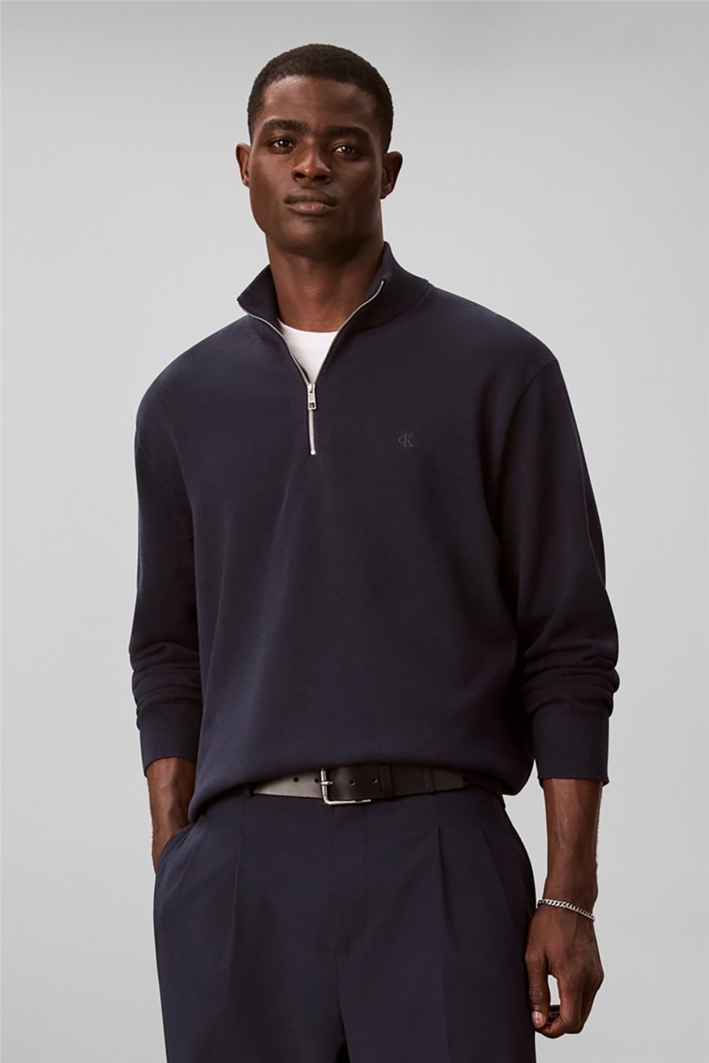 Calvin Klein Ls Supima Qz Sweater 14 Gg Erkek Triko Lacivert