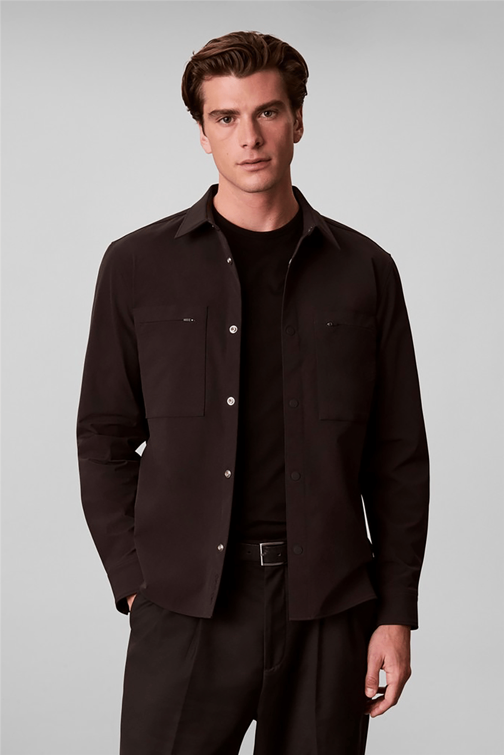 Calvin Klein Ls Tech Knit Dobby Classic Overs Erkek Gömlek Siyah