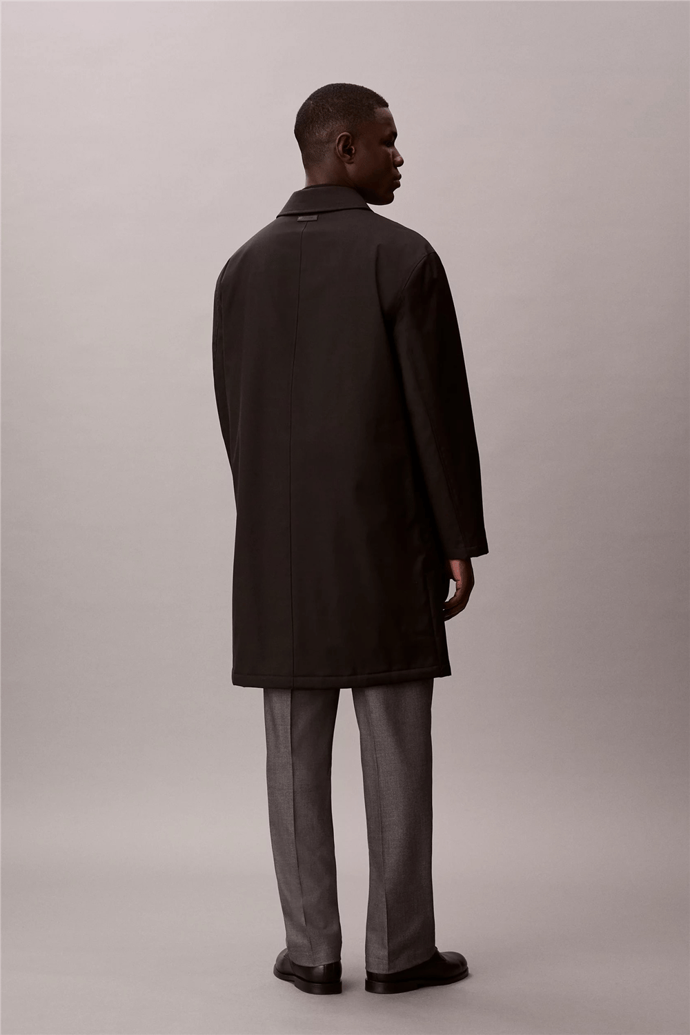 Calvin Klein LS Tech Wool Blend Car Coat Erkek Mont Siyah